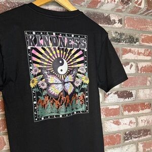 Kindness YinYang Boho Butterfly Outdoor Landscape Black Graphic Tee, WESC Sweden